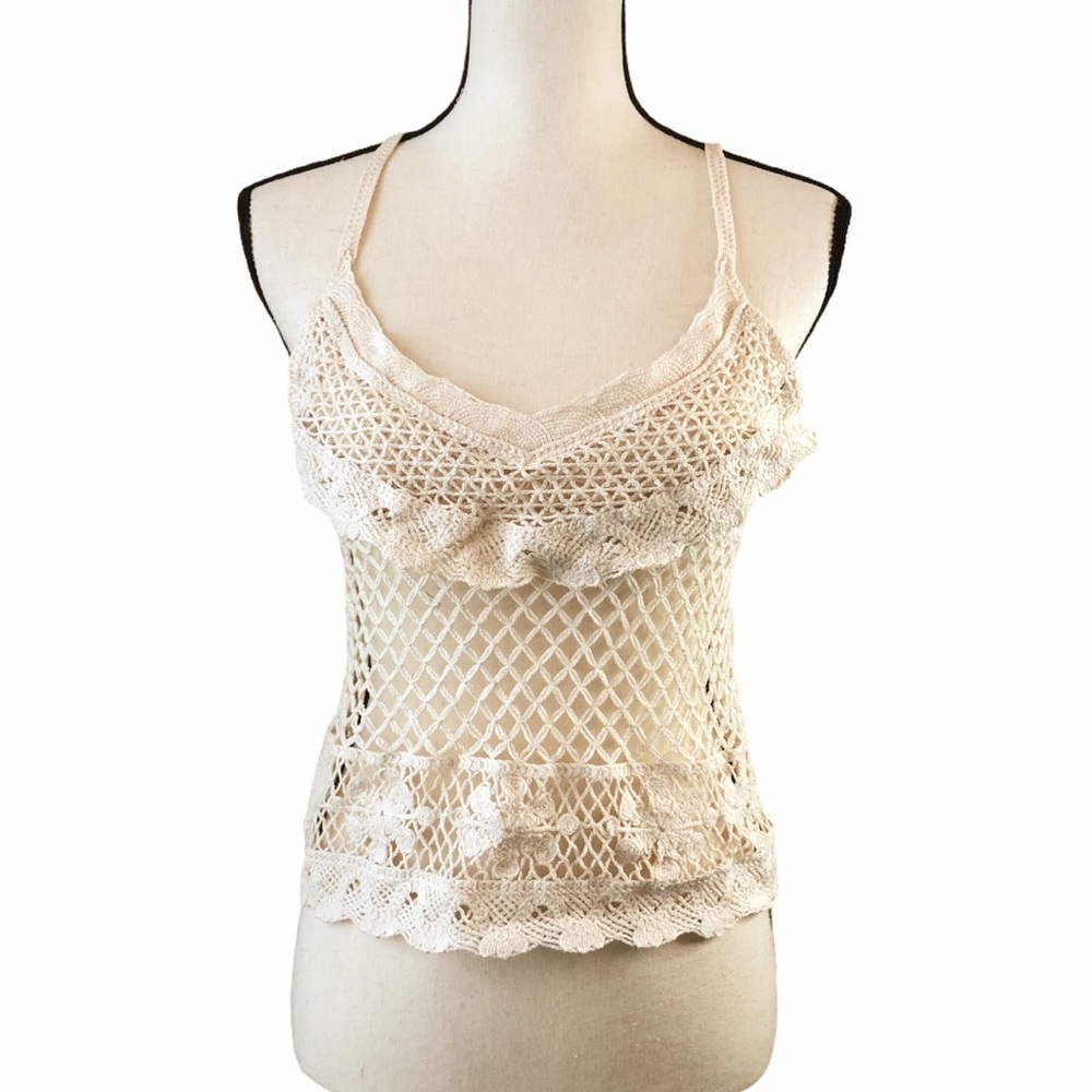 LF Native Rose Evie openwork crochet tank M/L NWT